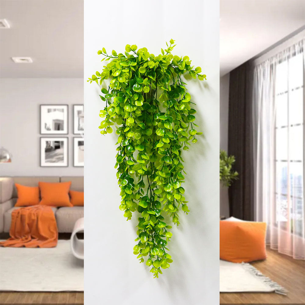 Simulation green plant large eucalyptus wall hanging rattan