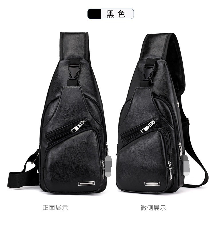 Men's breast bag soft surface PU