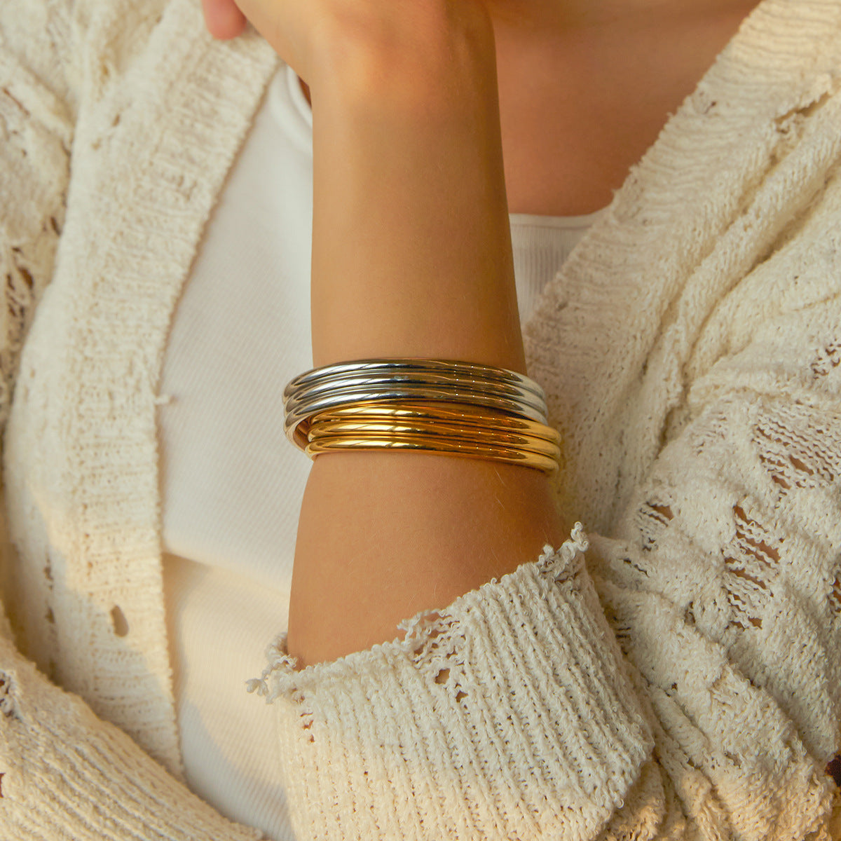 Triple Ribbed Cuff Bracelet