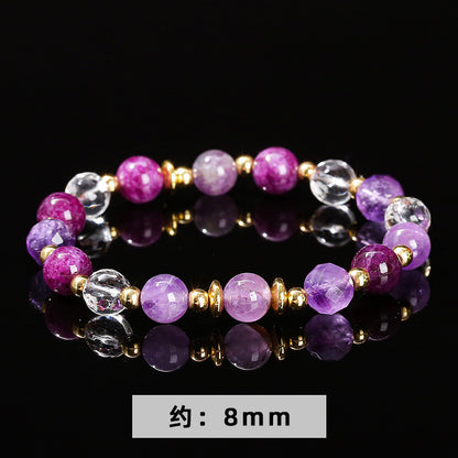 Natural amethyst purple chalcedony white crystal mixed bracelet