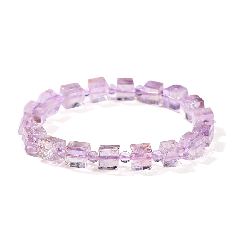 Natural purple jade rectangular sugar cube bracelet