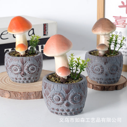 Simulation Owl Mushroom Bonsai Foam Ornaments