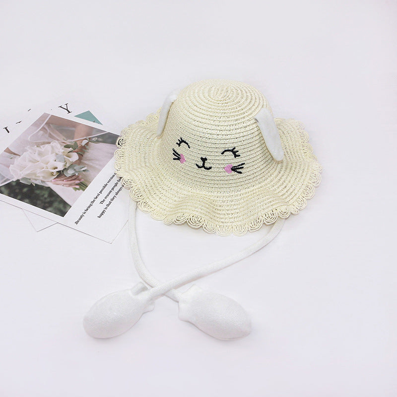 New TikTok Kids' Inflatable Paper Straw Hat Cartoon Cat Bunny Ears Move