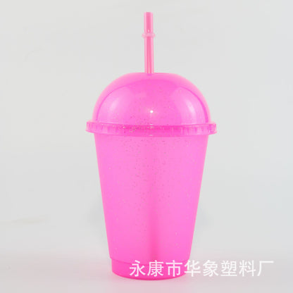 PP large hole milk tea cup glitter plastic cup 16oz