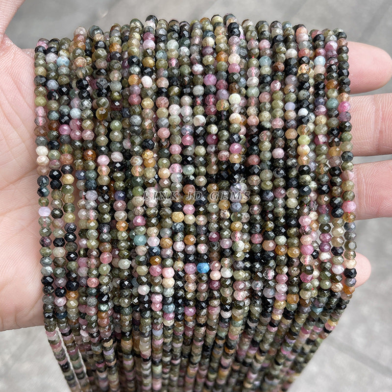 3 * 2Mm natural color tourmaline cut abacus beads loose beads