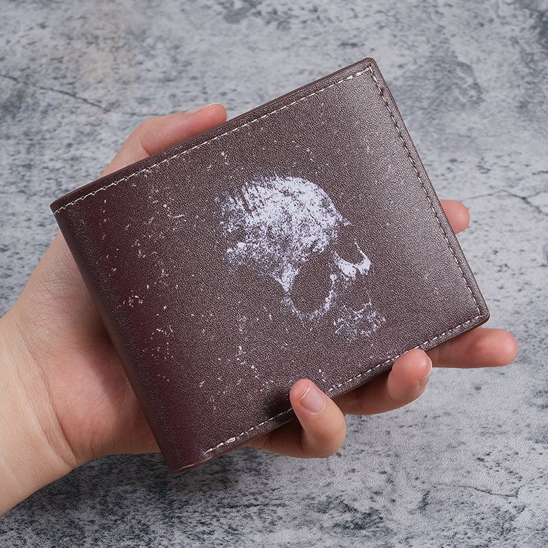 Vintage skull print men's and women's wallets