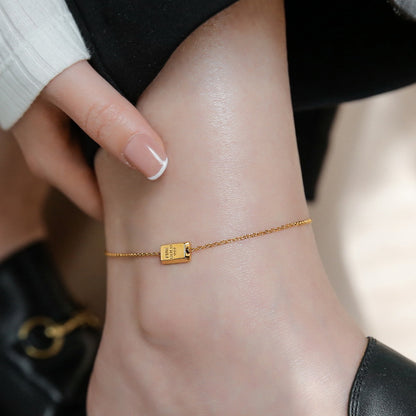 Gold brick plated 18K gold anklet