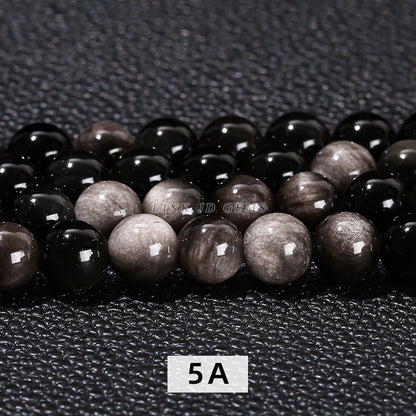 7A natural binocular silver obsidian loose beads