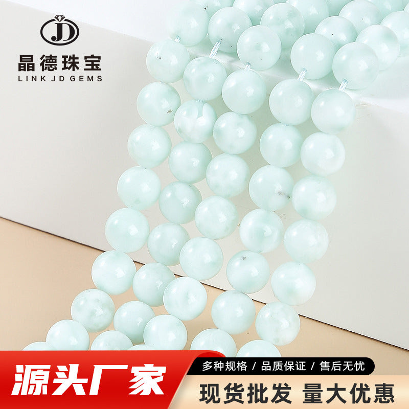 Green angel stone loose beads DIY jewelry accessories