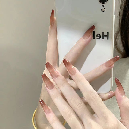 Autumn Winter Gradient Medium Long Ballerina Nails