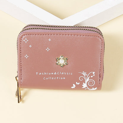 Short cute pearl print wallet