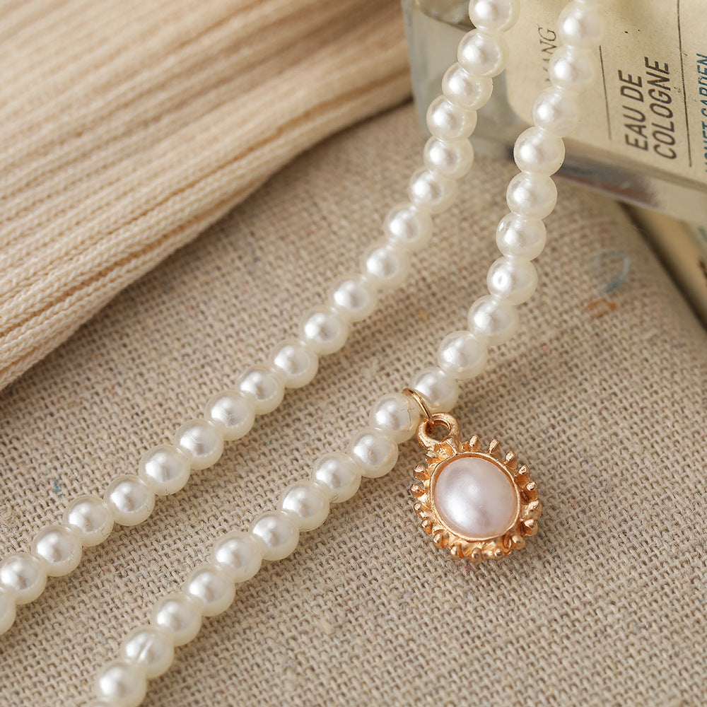 Temperament double layer pearl necklace wholesale