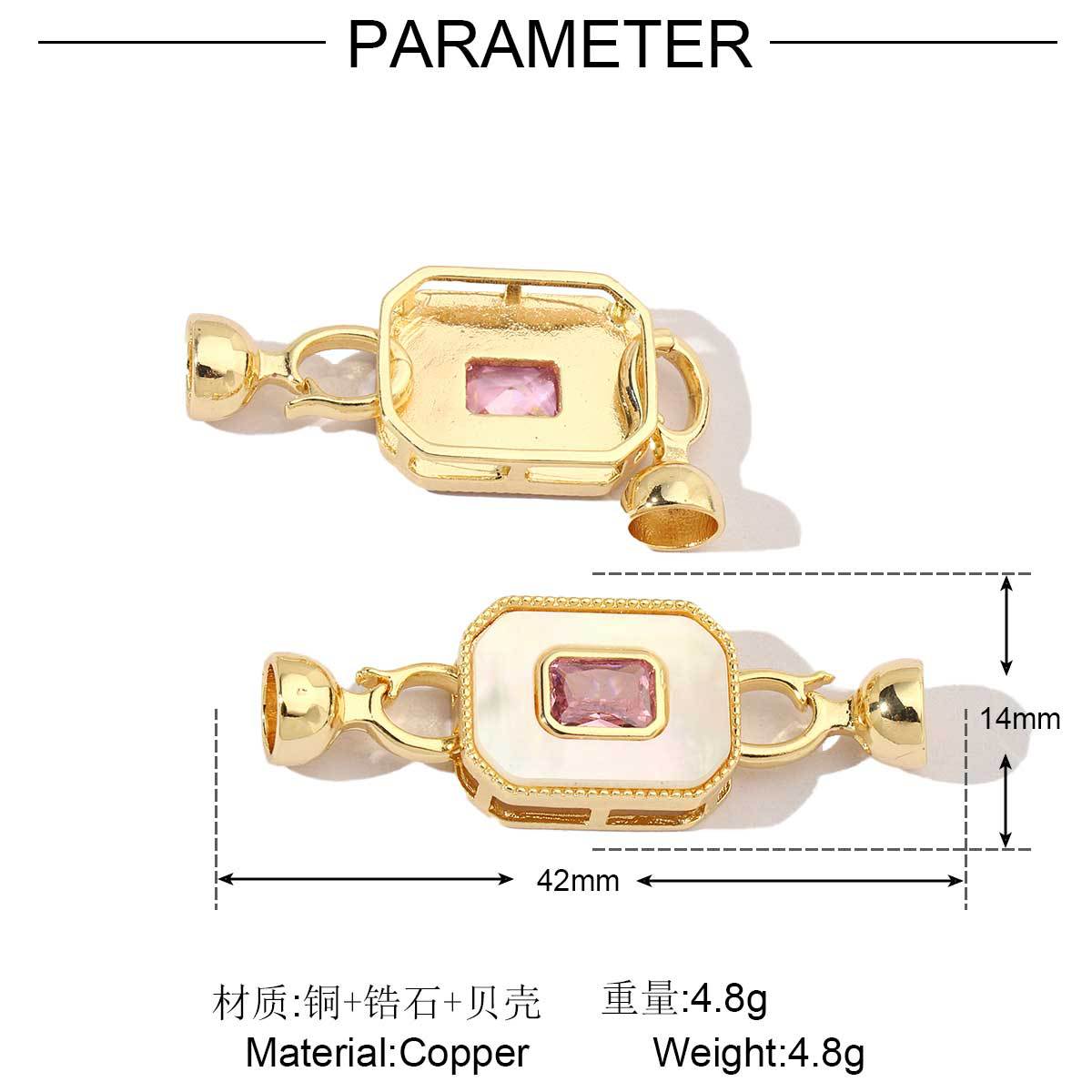 18K real gold leaf shell copper zircon detachable connecting buckle