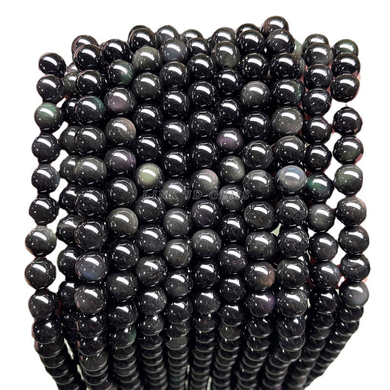 Natural Obsidian Round Beads Rainbow Eye Obsidian