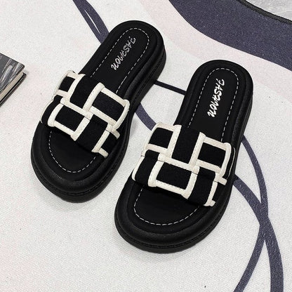 platform-soled braided sandals