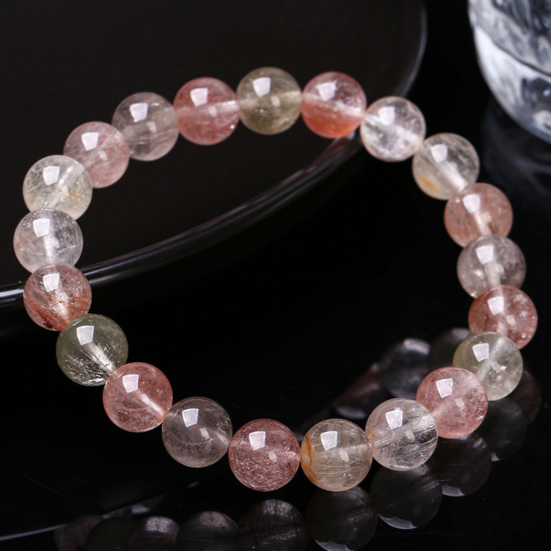 Pulsera de cristal de pelo de conejo de color natural 8A 