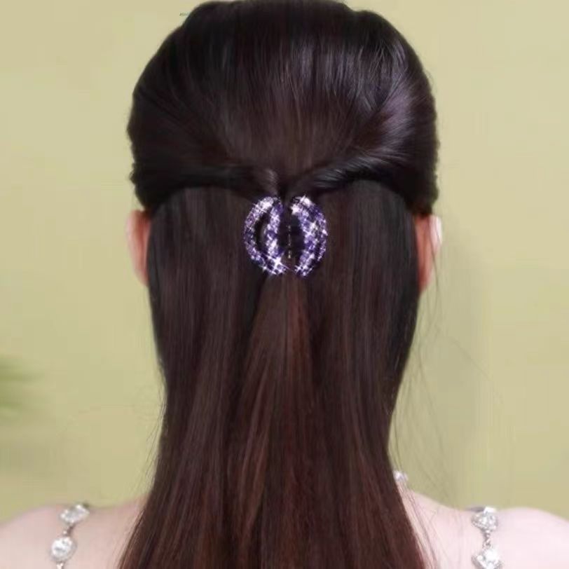 Rhinestone ponytail clip half tie hairpin