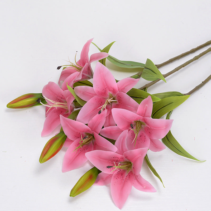 2 flowers and one bud long branch lily artificial flower