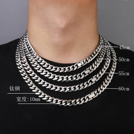 Hip Hop Cuban Chain Necklace 10mm Six Sides