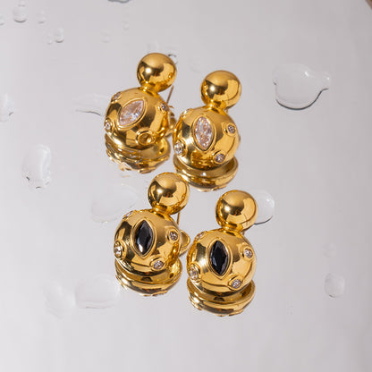 Double-layer ball drop earrings