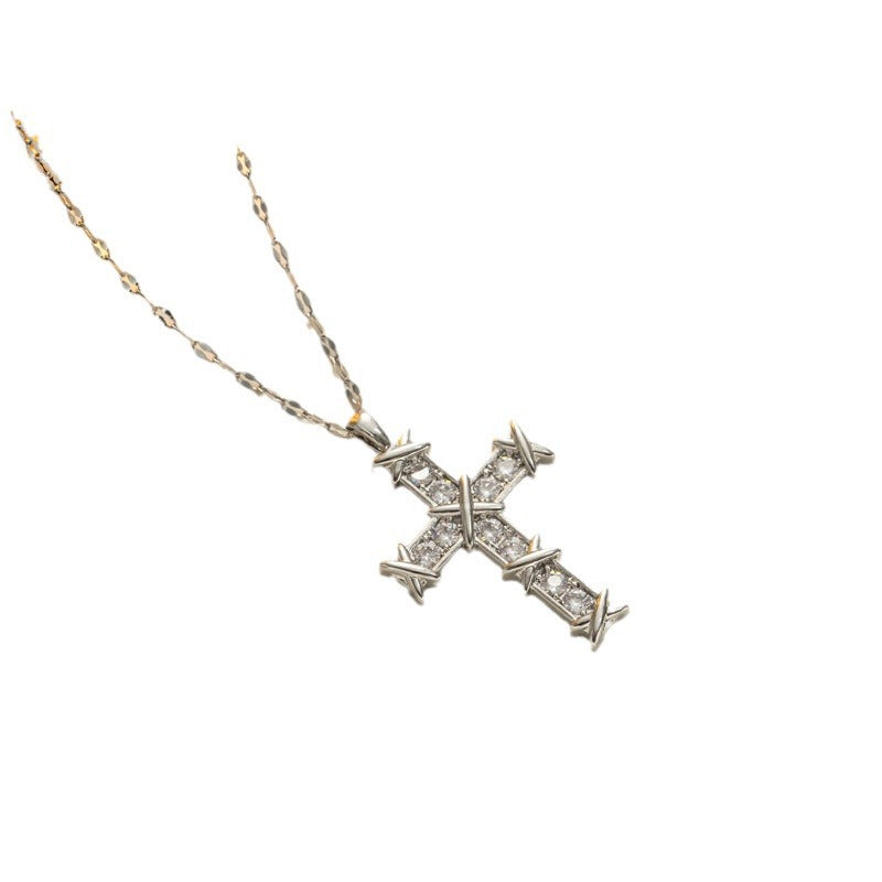 New Luxe Minimalist Cross Necklace, Zircon Pendant