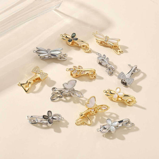 Flower shell copper zircon removable universal buckle