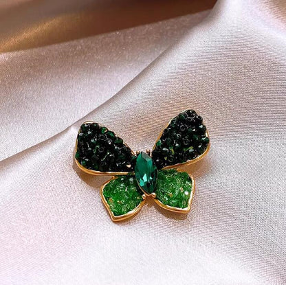 Green Crystal Butterfly Brooch