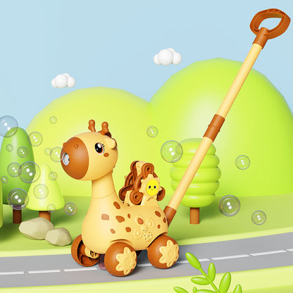 Children's Bubble Walker Push Cart with Music, Lights, Giraffe, Outdoor Interactive Toy