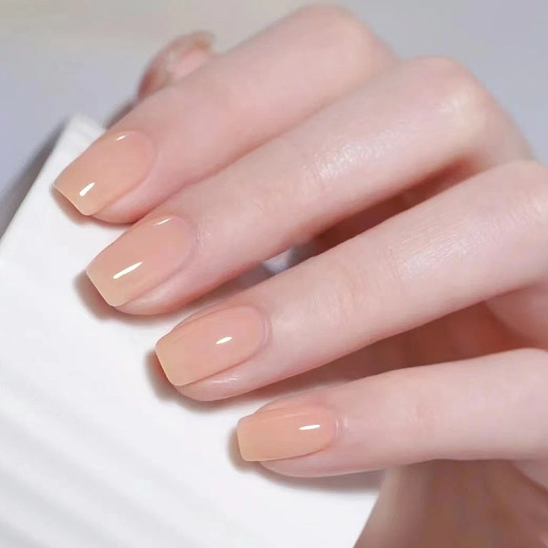 Sheer Nude Pink Medium-Length Square Fake Nails