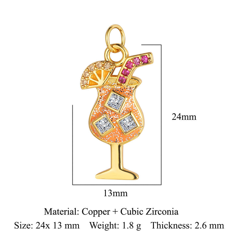 Copper Zircon Cocktail Necklace Bracelet Pendant