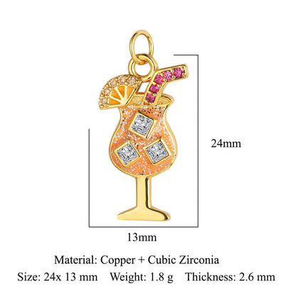 Copper Zircon Cocktail Necklace Bracelet Pendant