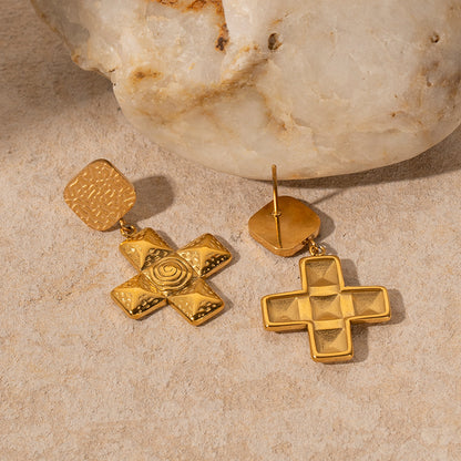 Cross pendant earrings Geometric earrings