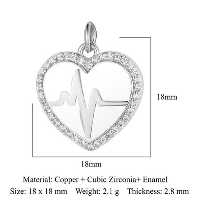 Heartbeat Eyes Mom Copper Zircon Pendant