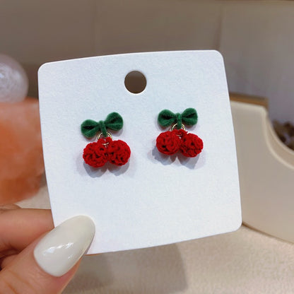 Red velvet cherry earrings