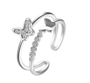 Rhinestone butterfly ring