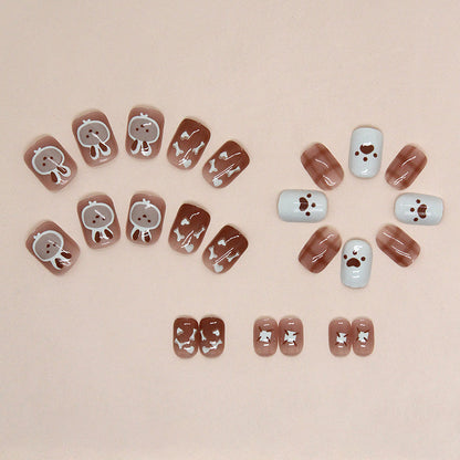 Cute Bunny Sweetheart Fake Nails