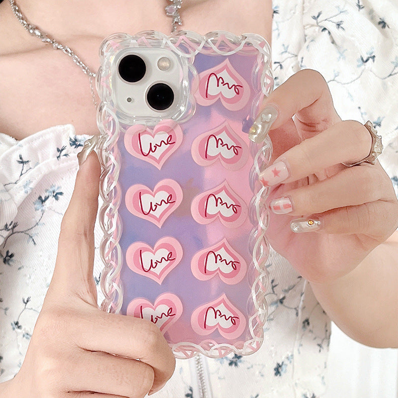 iPhone 14 Twist Patchwork Floral Apple XR Lace Pink Heart