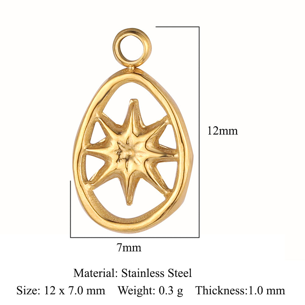 Sun Star Moon Crescent Stainless Steel Pendant