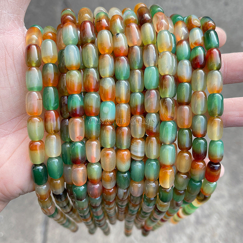 Peacock agate bucket beads loose beads