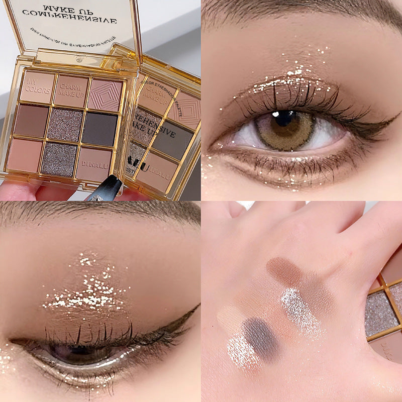 Paleta de sombras de ojos acrílicas transparentes de nueve colores 