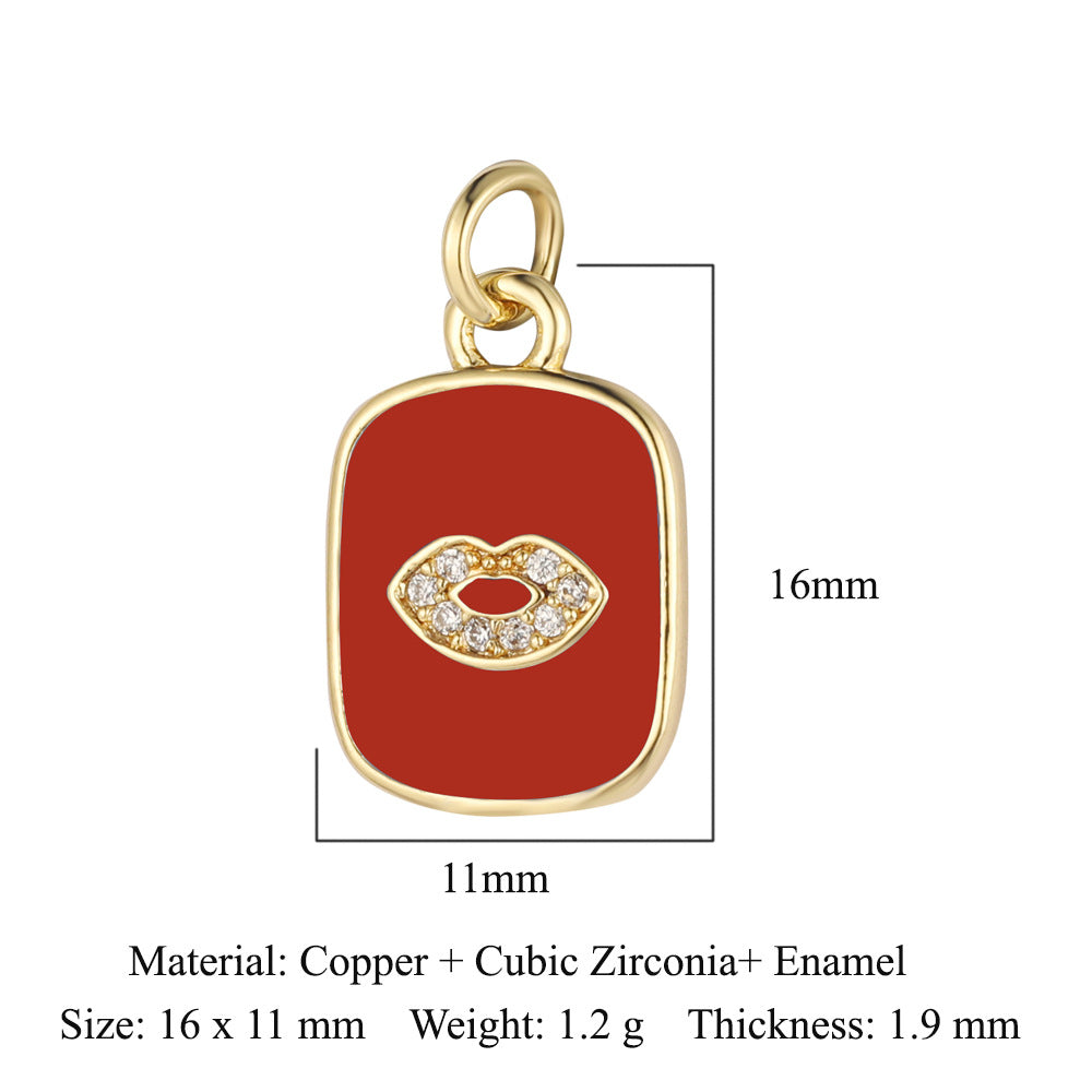 Dripping oil crown moon tag copper zircon pendant