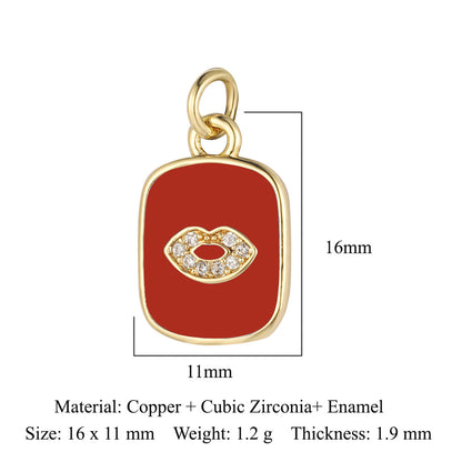 Dripping oil crown moon tag copper zircon pendant