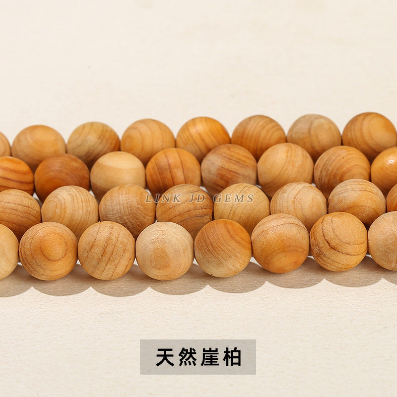 Round wood bead gold silk sandalwood loose bead DIY