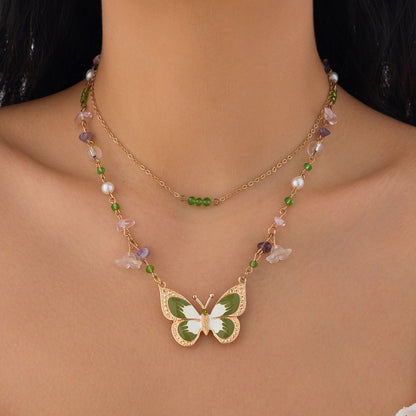 New Butterfly Copper Clad Iron Chain Necklace Set