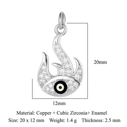 Crescent moon pentagram copper zircon pendant.