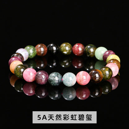 6-8Mm natural color tourmaline single ring bracelet