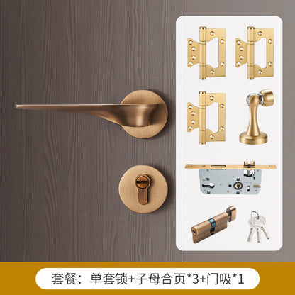 Solid wood door golden lock