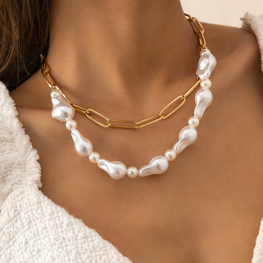 Simple temperament special-shaped imitation pearl necklace