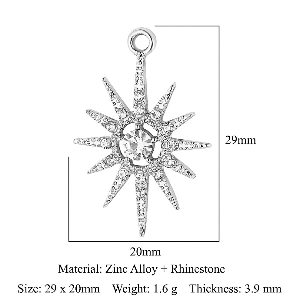 5 pcs/pack star moon sun zinc alloy pendant