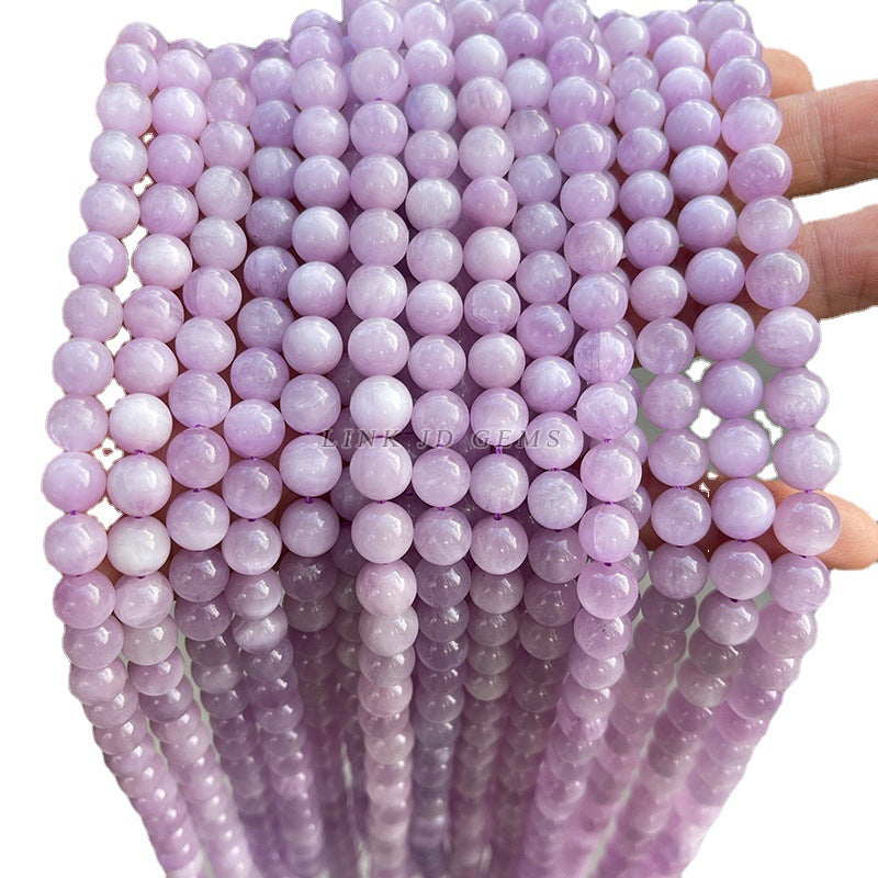 Perlas sueltas redondas de litio de color morado natural 7A 